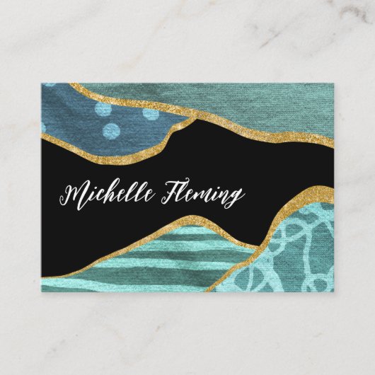 Visitekaartje Blauwe en gouden linnen (Voorkant)