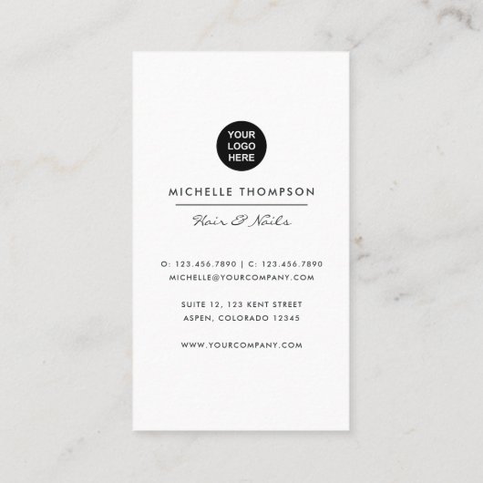 Visitekaartje Blauwe en gouden linnen (Achterkant)