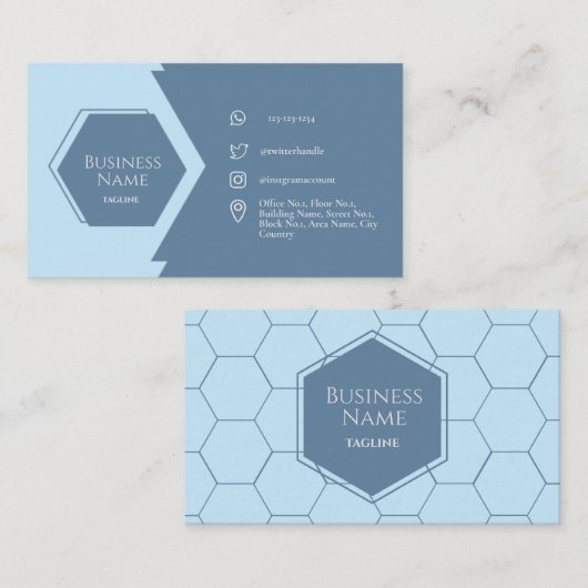 Visitekaartje blauwe haarstaarten (Voorkant / Achterkant)