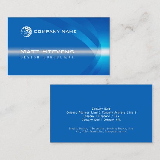 Visitekaartje Blauwe kleurengolf (Voorkant / Achterkant)