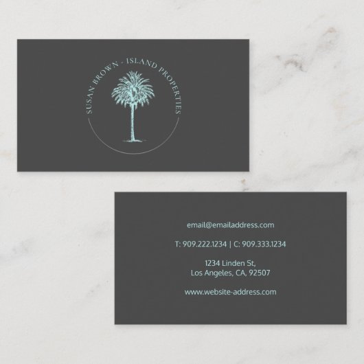 Visitekaartje Blauwe palmboom (Voorkant / Achterkant)