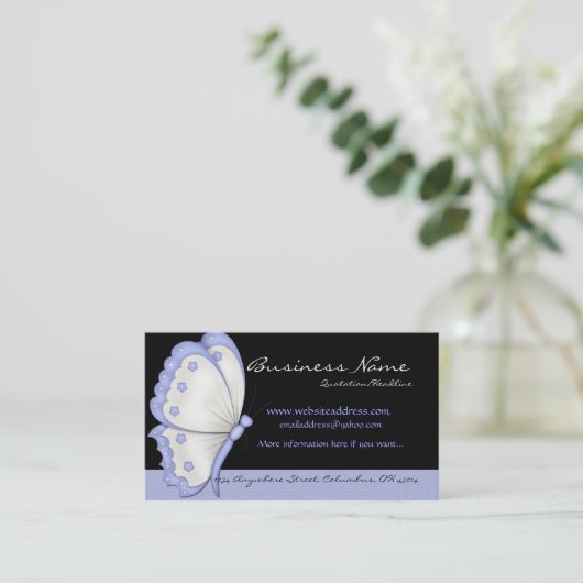 Visitekaartje blauwe vlinder (Staand voorkant)