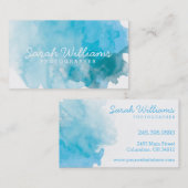 Visitekaartje blauwe Waterverf (Voorkant / Achterkant)