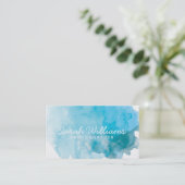 Visitekaartje blauwe Waterverf (Staand voorkant)