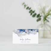 visitekaartje blauwe zilverwaterverf (Staand voorkant)