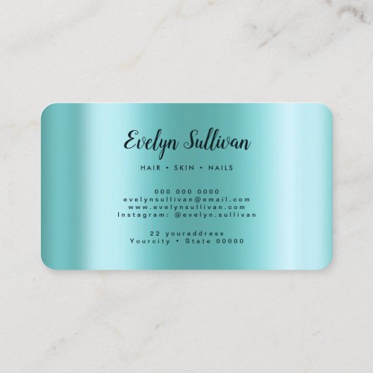 visitekaartje blauwgroen Agate Faux-Folie (Achterkant)