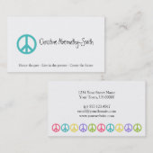 Visitekaartje blauwgroen vredessymbool (Voorkant / Achterkant)