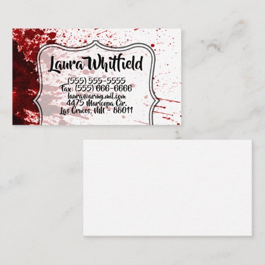 visitekaartje bloedplaatje Vampire Gothic Horror (Voorkant / Achterkant)