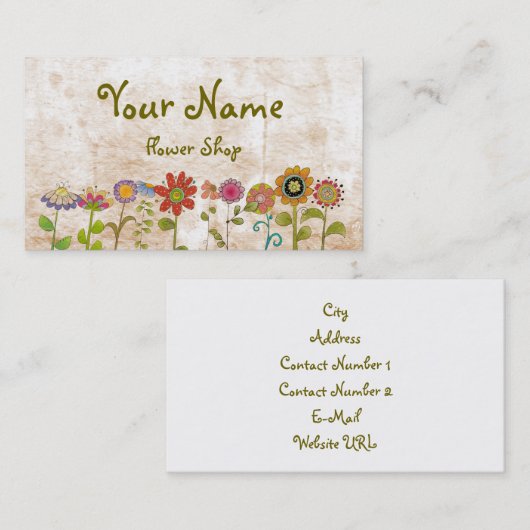 Visitekaartje bloemen (Voorkant / Achterkant)