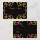 Visitekaartje  Bloemen Lijst Zwart Goud Roze (Voorkant / Achterkant)