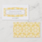 VISITEKAARTJE  bloemenpatroon paneel geel (Voorkant / Achterkant)