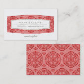 VISITEKAARTJE  bloemmotief koraal rood (Voorkant / Achterkant)