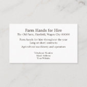 Visitekaartje boerderij (Achterkant)