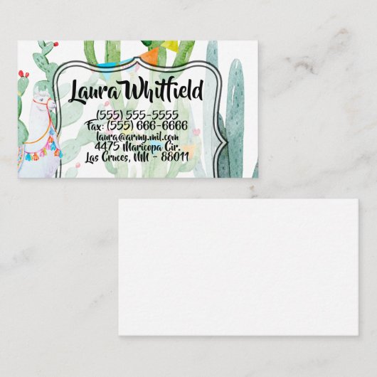 visitekaartje Boho Llama Bohemian Cacti Desert Flo (Voorkant / Achterkant)