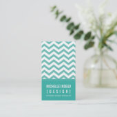VISITEKAARTJE Bold Trendy Chevron Strepen Jade (Staand voorkant)