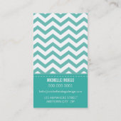VISITEKAARTJE Bold Trendy Chevron Strepen Jade (Achterkant)
