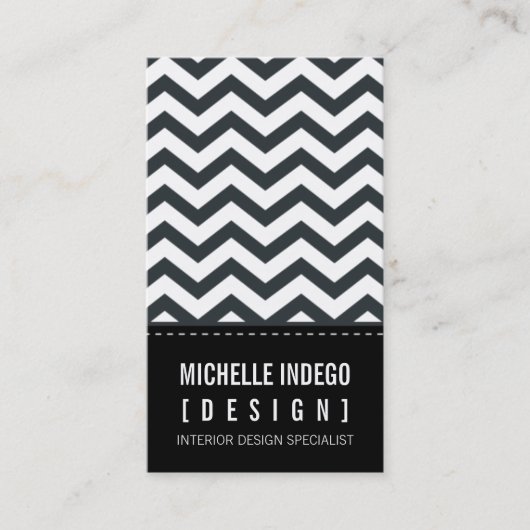 VISITEKAARTJE Bold Trendy Chevron Stripes Zwart (Voorkant)