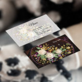 Visitekaartje borduurwitte rozen