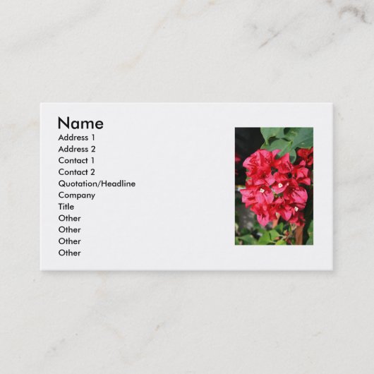Visitekaartje Bougainvillea Flowers (Voorkant)