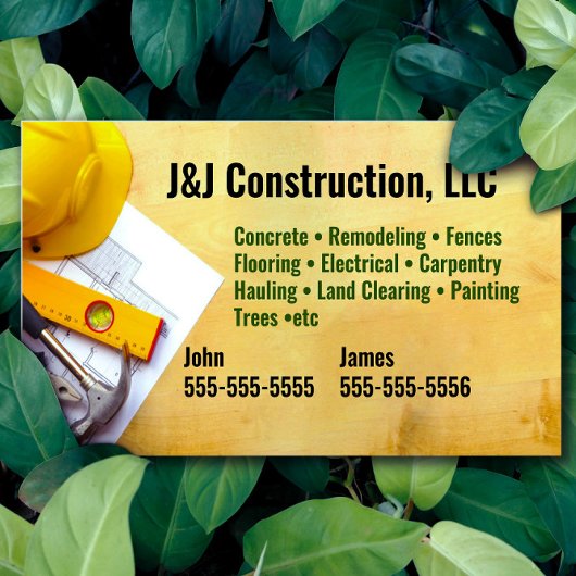 Visitekaartje bouwbedrijf