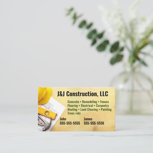 Visitekaartje bouwbedrijf (Staand voorkant)