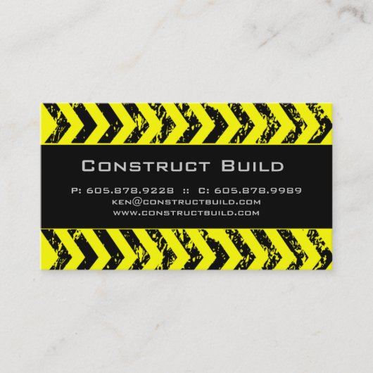 Visitekaartje bouwnijverheid Grunge yellow black (Voorkant)