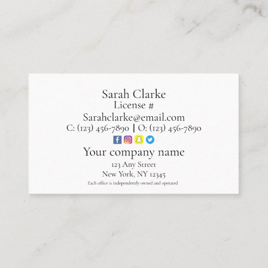 Visitekaartje bovenaan (Achterkant)