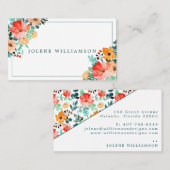 Visitekaartje Bright Waterverf Summer Flowers (Voorkant / Achterkant)