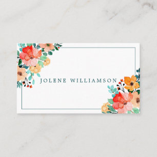 Visitekaartje Bright Waterverf Summer Flowers