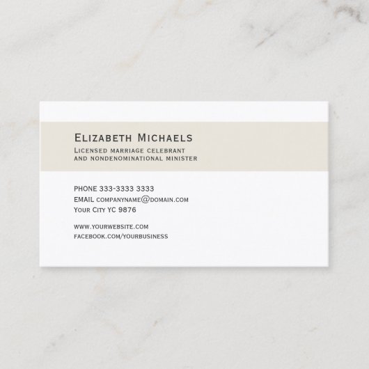 Visitekaartje, bruiloft Celebrant Modern Visitekaartje (Voorkant)