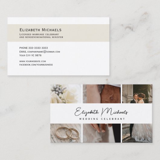 Visitekaartje, bruiloft Celebrant Modern Visitekaartje (Voorkant / Achterkant)
