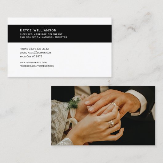 Visitekaartje, Bruiloft Celebrant strak en eenvoud Visitekaartje (Voorkant / Achterkant)