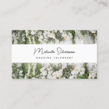 Visitekaartje, bruiloft Celebrant wit en groen