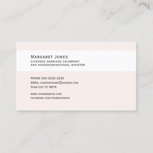 Visitekaartje, Bruiloft Celebrant wit en pastel Visitekaartje (Voorkant)