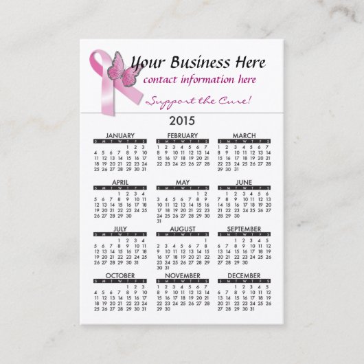visitekaartje Calendar Breat Cancer Support (Voorkant)