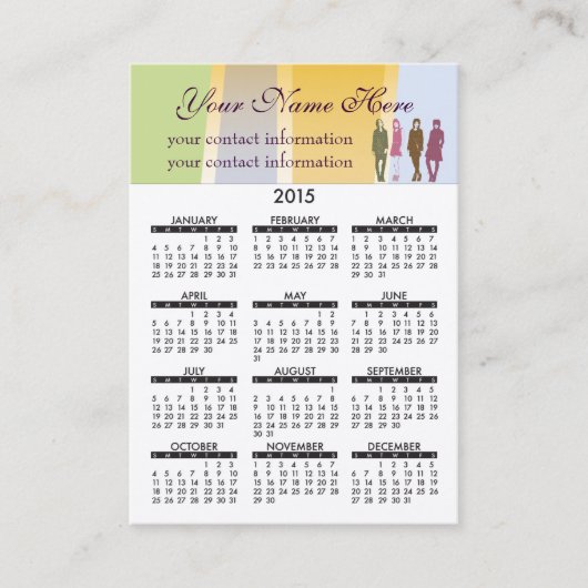 visitekaartje Calendar Retro Girls (Voorkant)