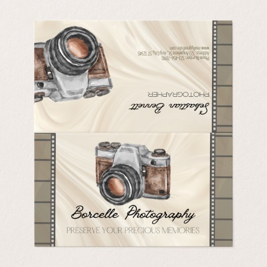 Visitekaartje  camera fotografie (Buitenkant ongevouwen)