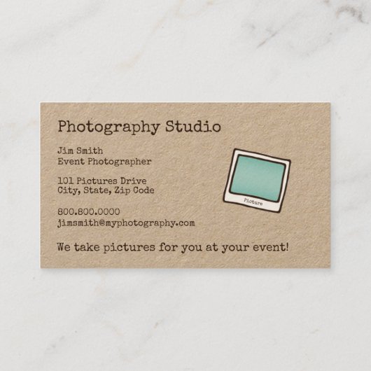 Visitekaartje  camera fotografie (Achterkant)