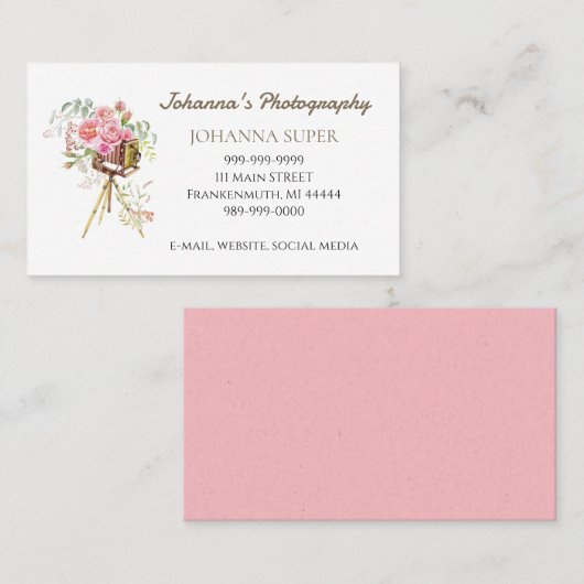 Visitekaartje  camera fotografie (Voorkant / Achterkant)