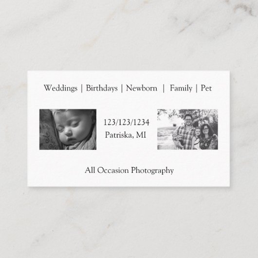 Visitekaartje  camera fotografie (Achterkant)