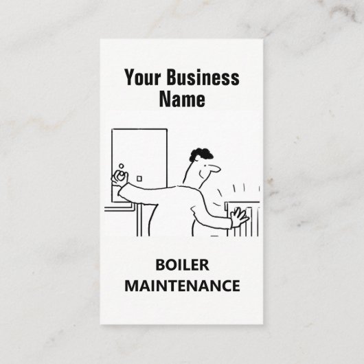 Visitekaartje Cartoon voor ketelonderhoud (Achterkant)