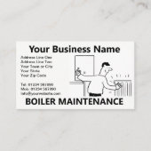 Visitekaartje Cartoon voor ketelonderhoud (Voorkant)