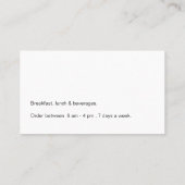 Visitekaartje Catering Service (Achterkant)