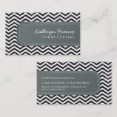 VISITEKAARTJE Chevron Stripe Black Glitter Effect (Voorkant / Achterkant)