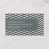 VISITEKAARTJE Chevron Stripe Black Glitter Effect (Achterkant)