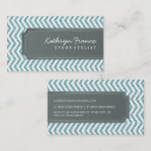 VISITEKAARTJE Chevron Stripe Blue Glitter Effect (Voorkant / Achterkant)