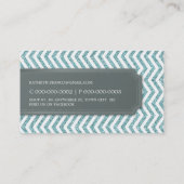 VISITEKAARTJE Chevron Stripe Blue Glitter Effect (Achterkant)