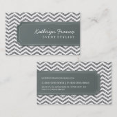 VISITEKAARTJE Chevron Stripe Silver Glitter Look (Voorkant / Achterkant)