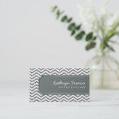 VISITEKAARTJE Chevron Stripe Silver Glitter Look (Staand voorkant)
