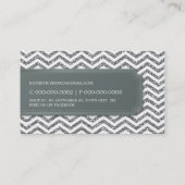 VISITEKAARTJE Chevron Stripe Silver Glitter Look (Achterkant)
